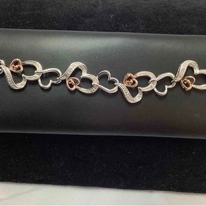TWO toned diamond heart tennis bracelet